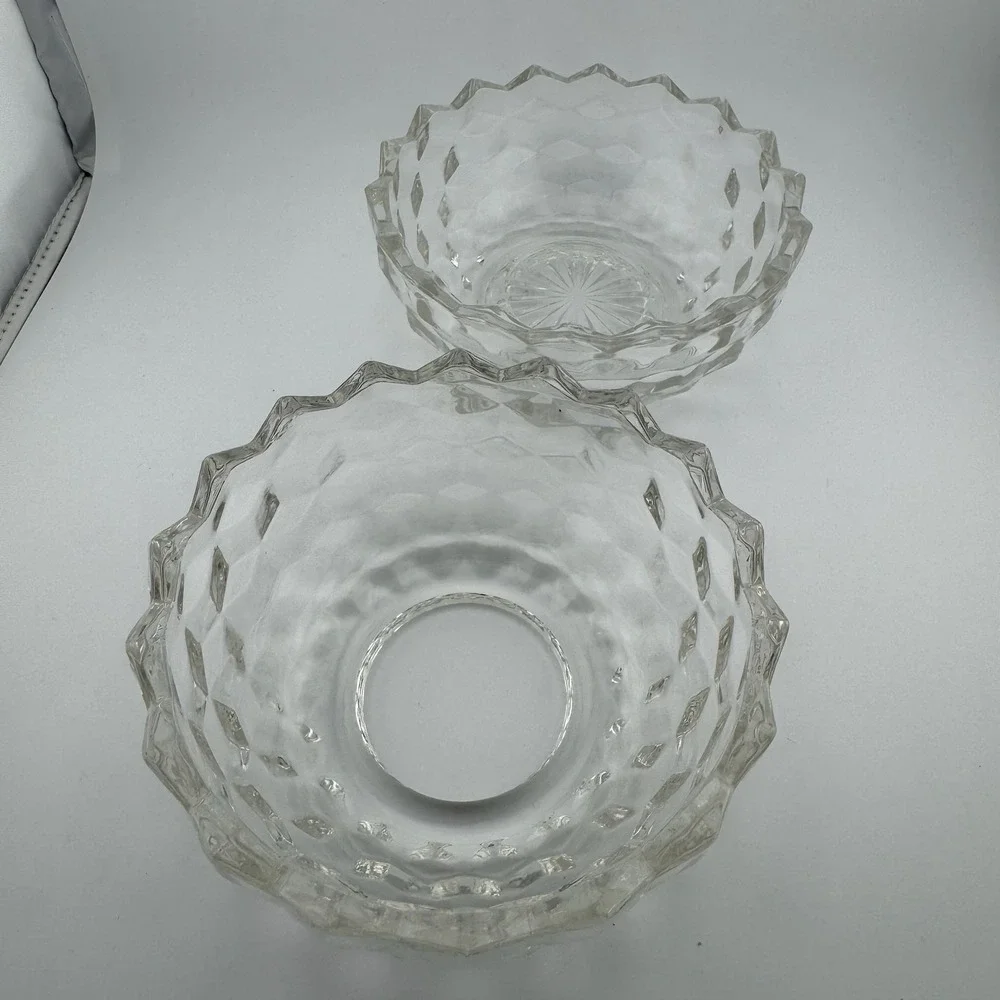 Vintage Fostoria America Glass Fairy Lamp Clear Diamond Point Honeycomb Vented‎